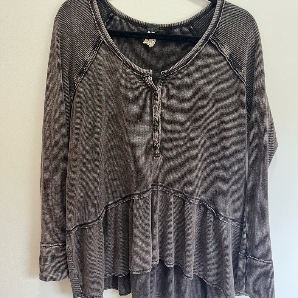 We The Free Charcoal Long Sleeve Top
